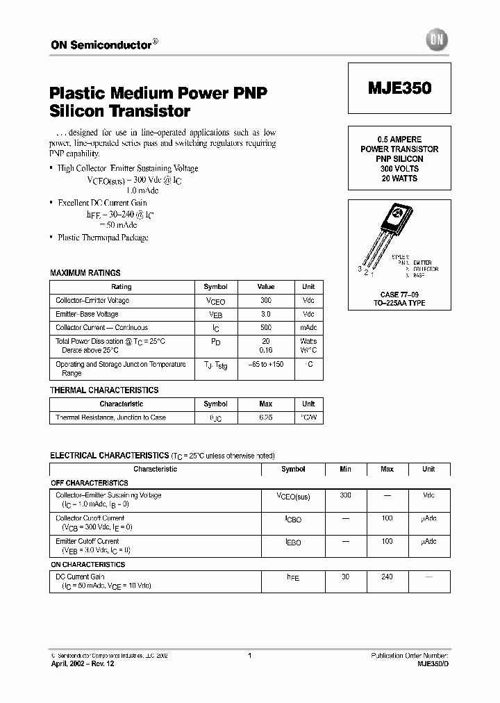 MJE350D_5151079.PDF Datasheet Download