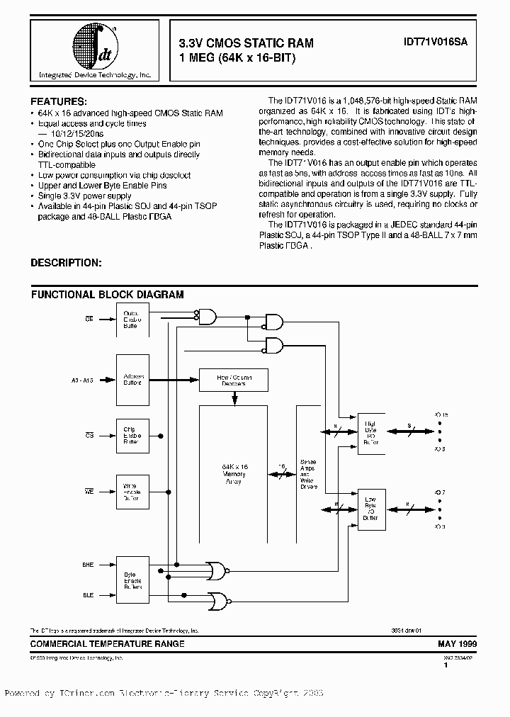 IDT71V016SA10PH_5164598.PDF Datasheet