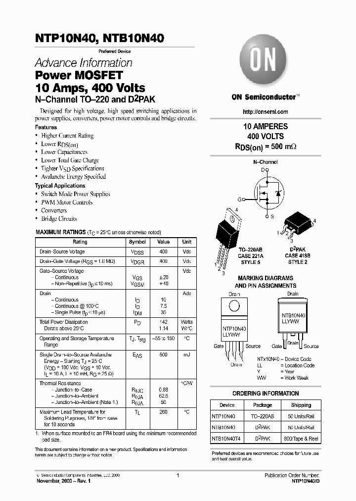 NTP10N40-D_5227176.PDF Datasheet