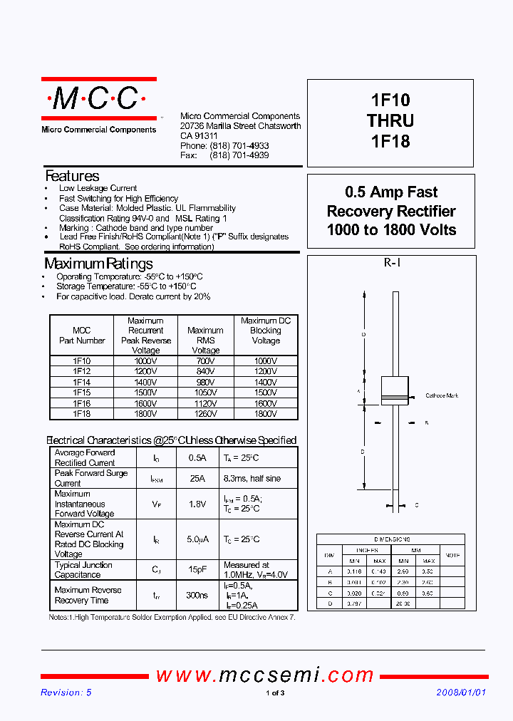 1F1008_5231230.PDF Datasheet Download --- IC-ON-LINE