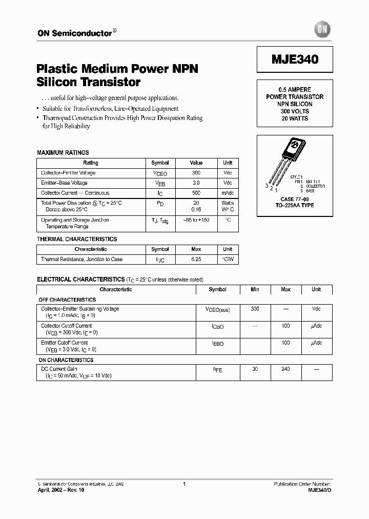 MJE340-D_5247507.PDF Datasheet