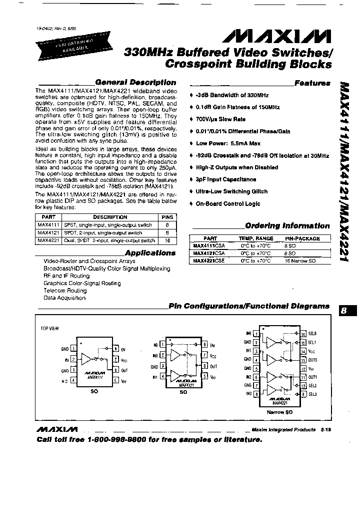 MAX4221CSE_5272324.PDF Datasheet