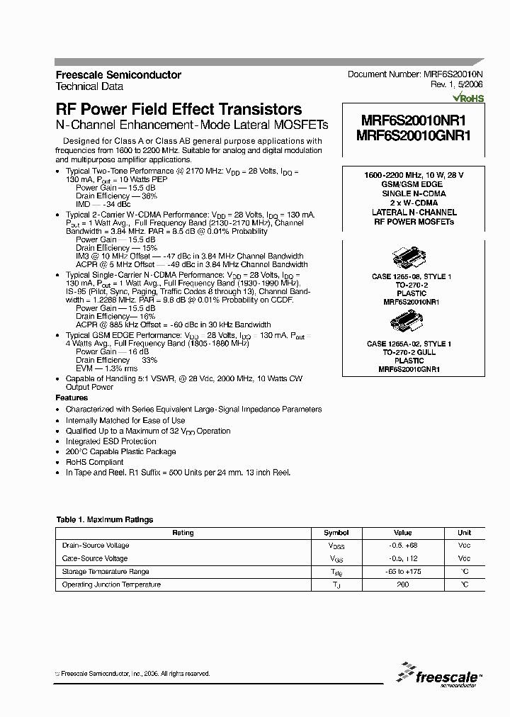 MRF6S20010GNR1_5279999.PDF Datasheet