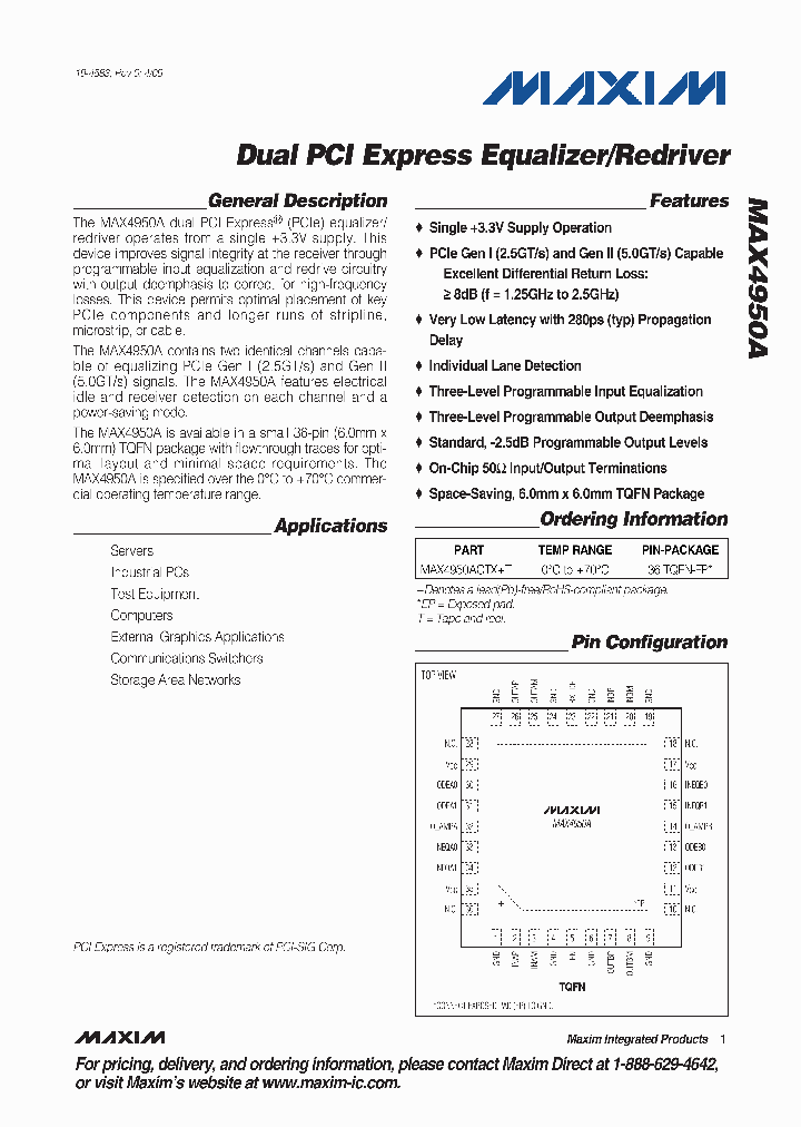 MAX4950ACTXT_5280436.PDF Datasheet
