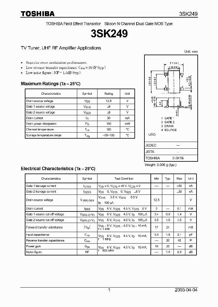 3SK249_5319887.PDF Datasheet