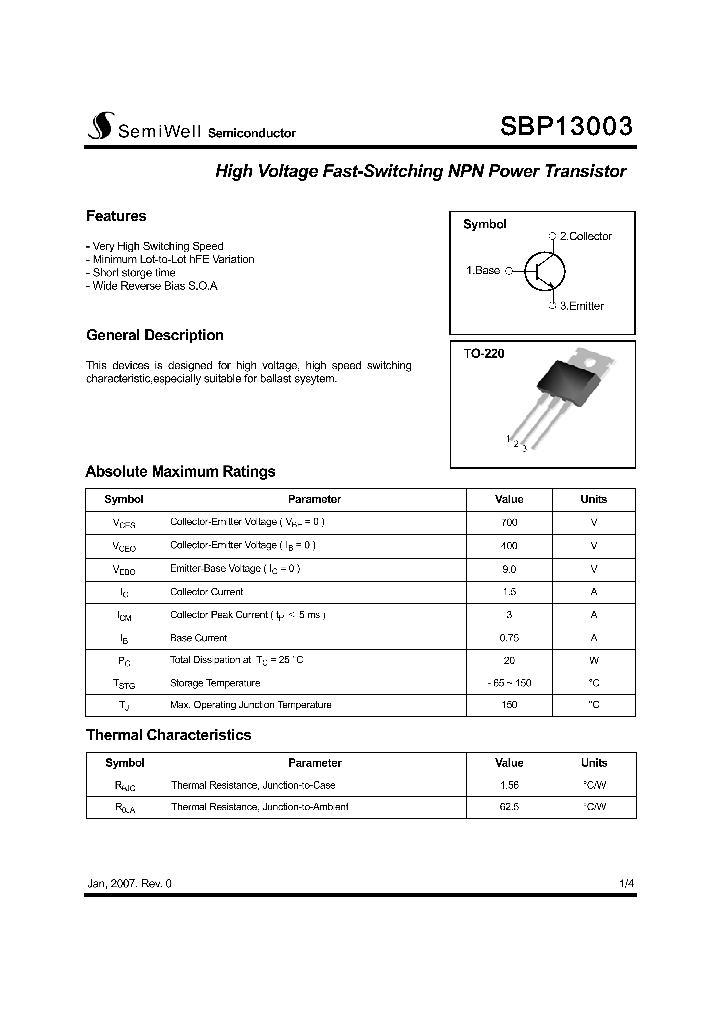 SBP13003_5341250.PDF Datasheet