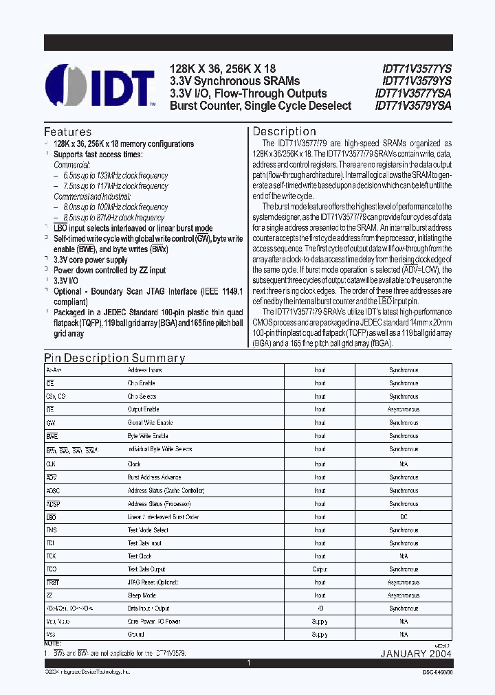 IDT71V3579S75BG_5343205.PDF Datasheet