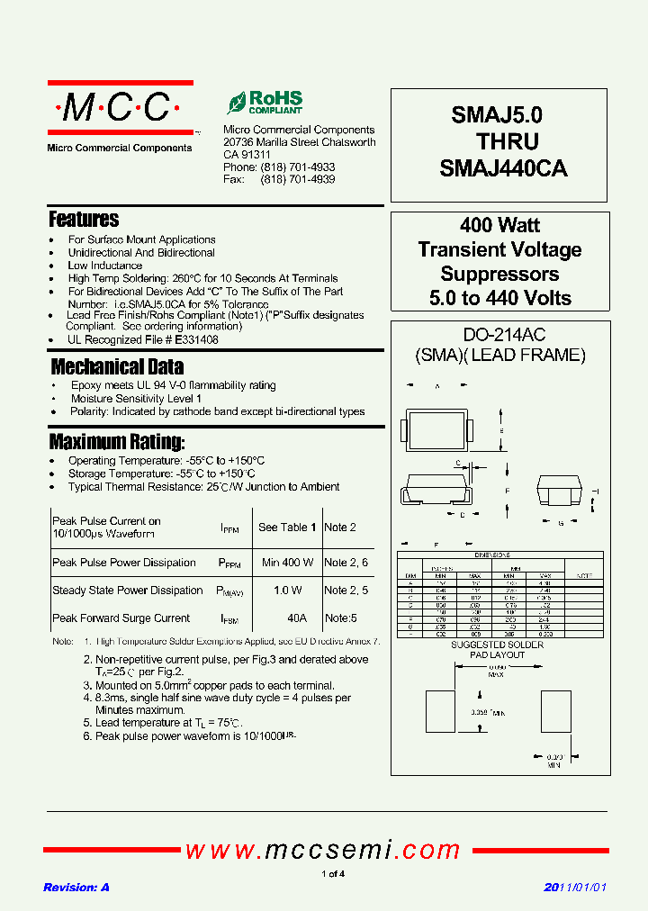 SMAJ110CA-TP_5354767.PDF Datasheet