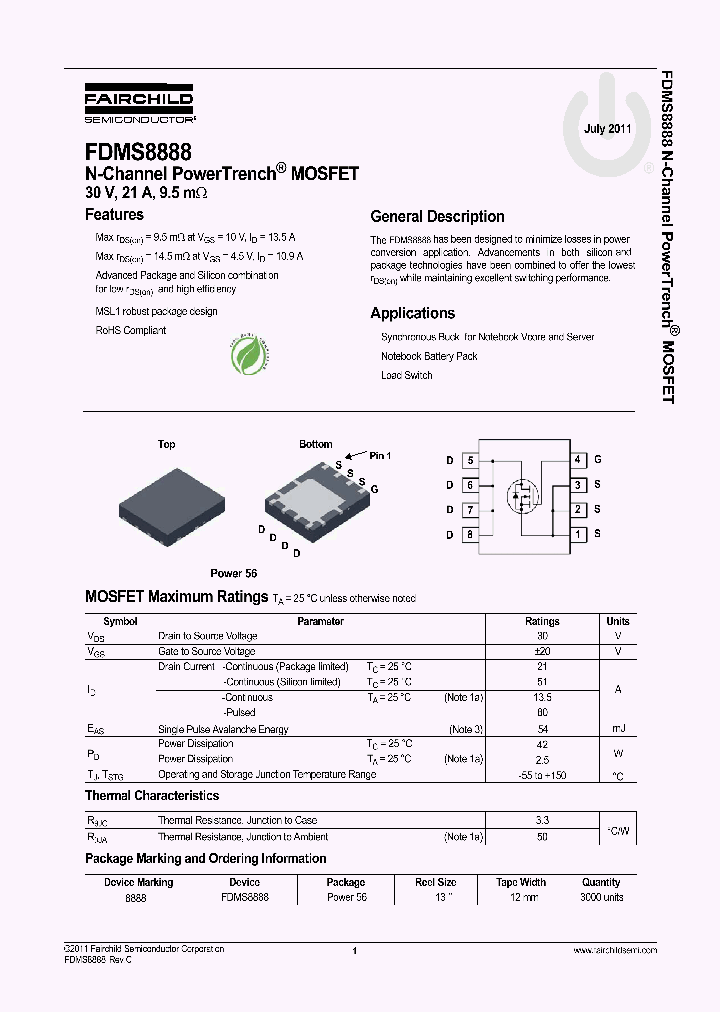 FDMS8888_5364546.PDF Datasheet