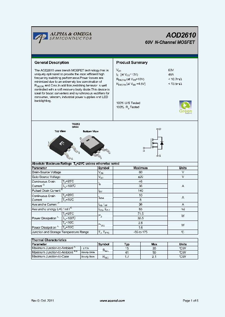 AOD2610_5366484.PDF Datasheet