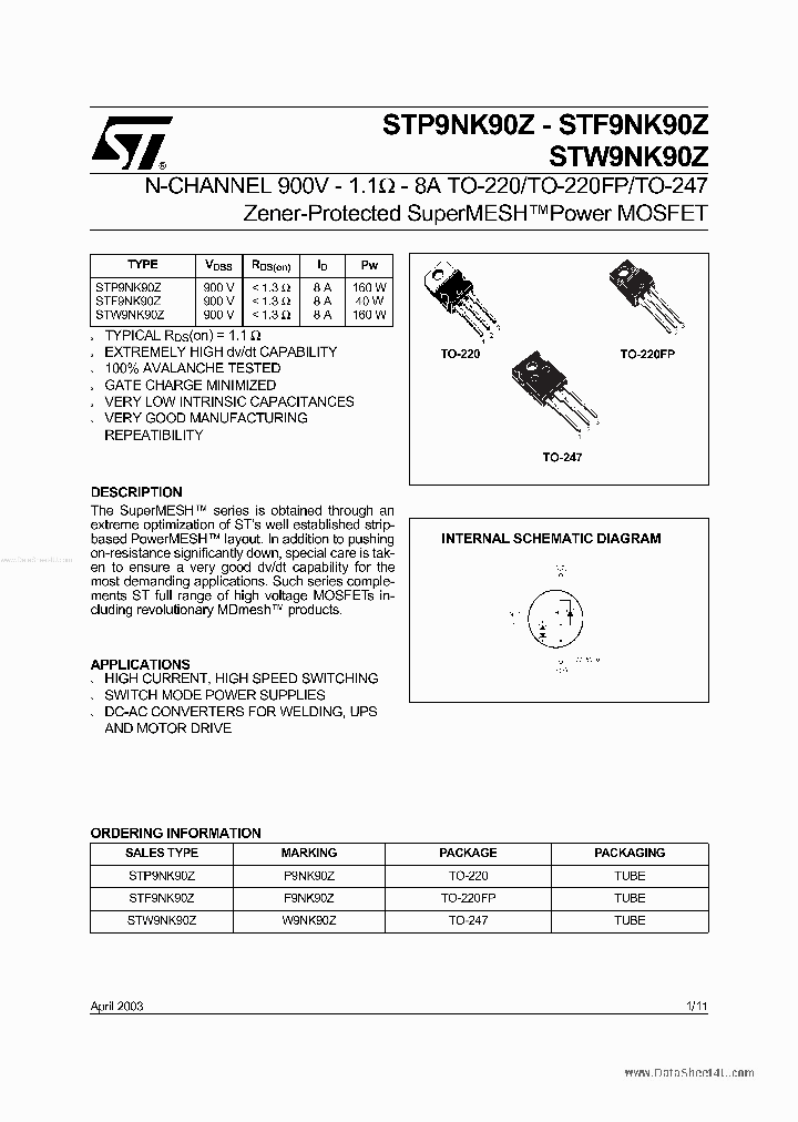 STW9NK90Z_5390558.PDF Datasheet