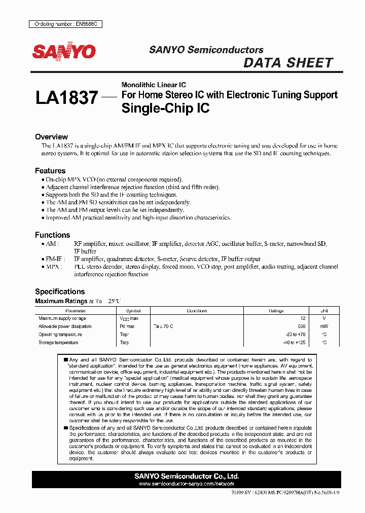 LA1837_5390948.PDF Datasheet Download --- IC-ON-LINE