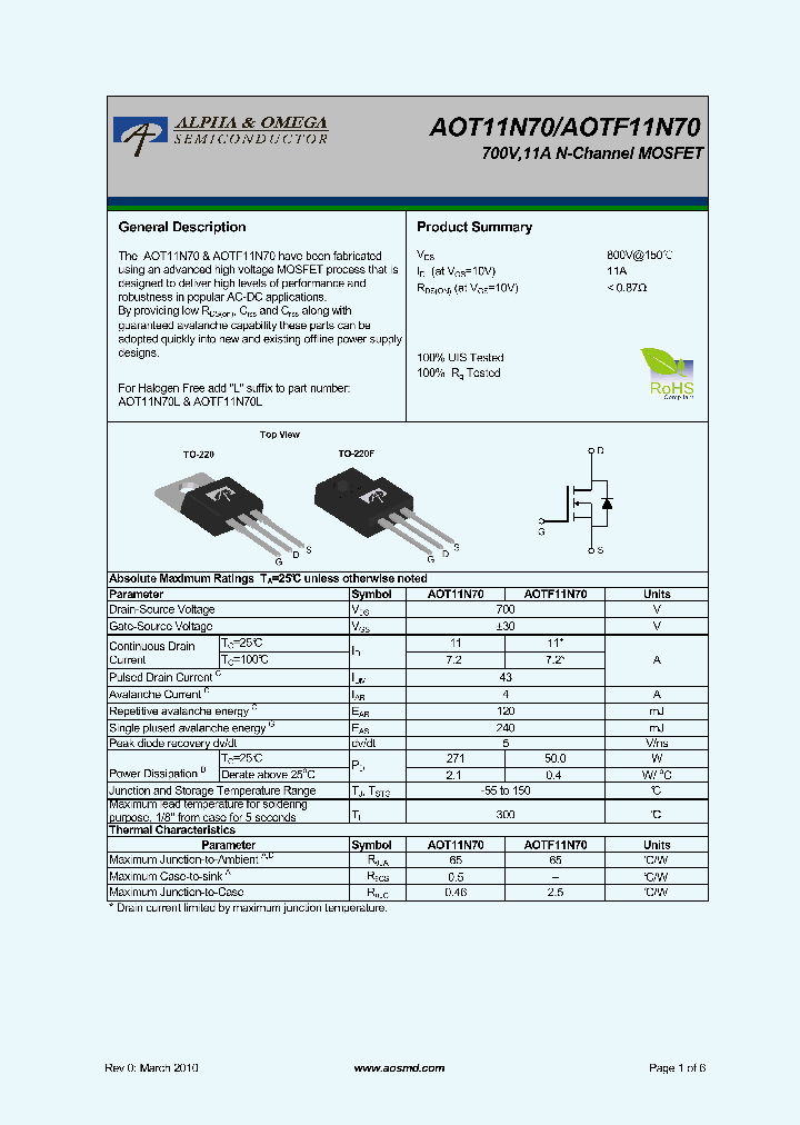 AOTF11N70_5395618.PDF Datasheet