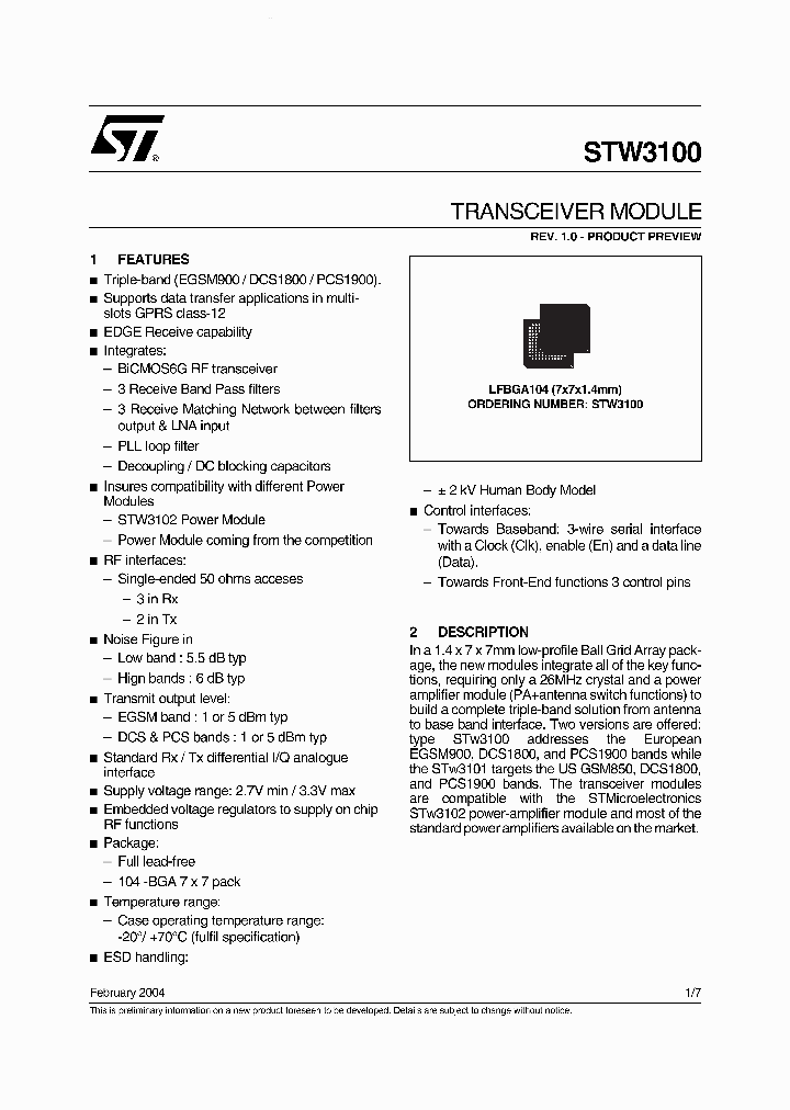 STW3100_5401000.PDF Datasheet