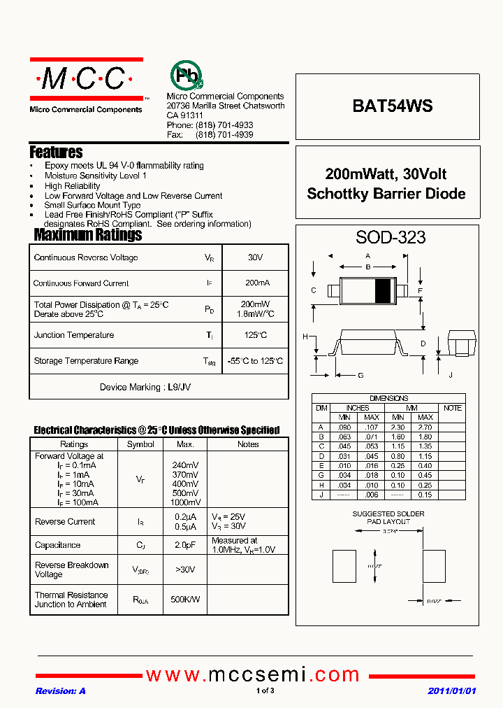 BAT54WS_5407686.PDF Datasheet