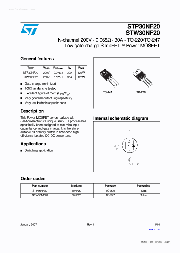 STW30NF20_5408513.PDF Datasheet Download --- IC-ON-LINE