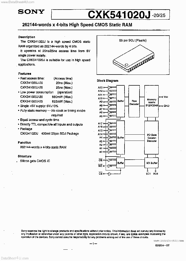 CXK541020J_5414331.PDF Datasheet