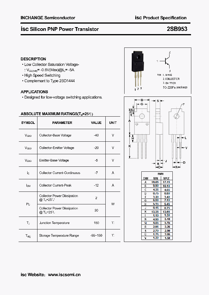 2SB953_5417710.PDF Datasheet