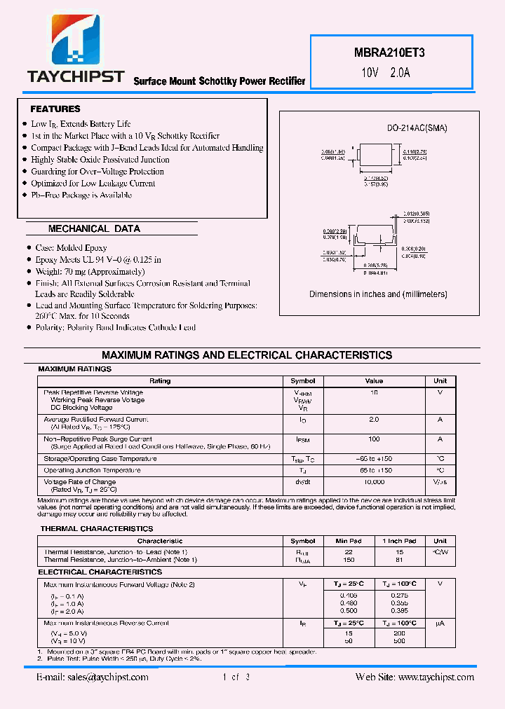 MBRA210ET3_5454640.PDF Datasheet