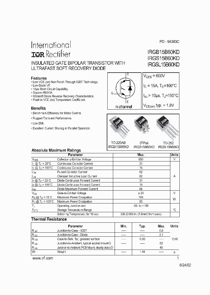 IRGB15B60KD_5467452.PDF Datasheet