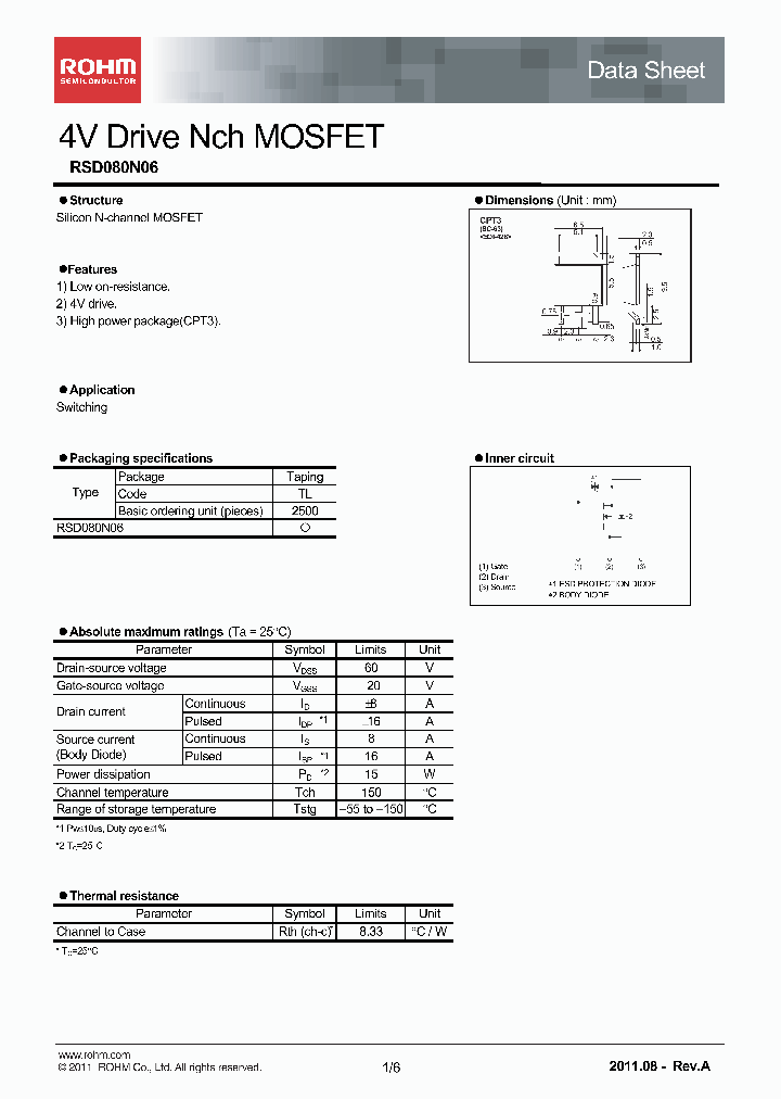 RSD080N06_5475106.PDF Datasheet