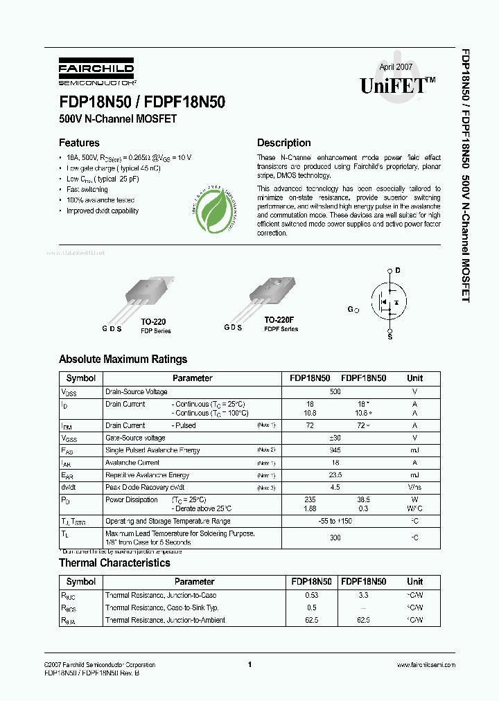 P18N50_5499067.PDF Datasheet