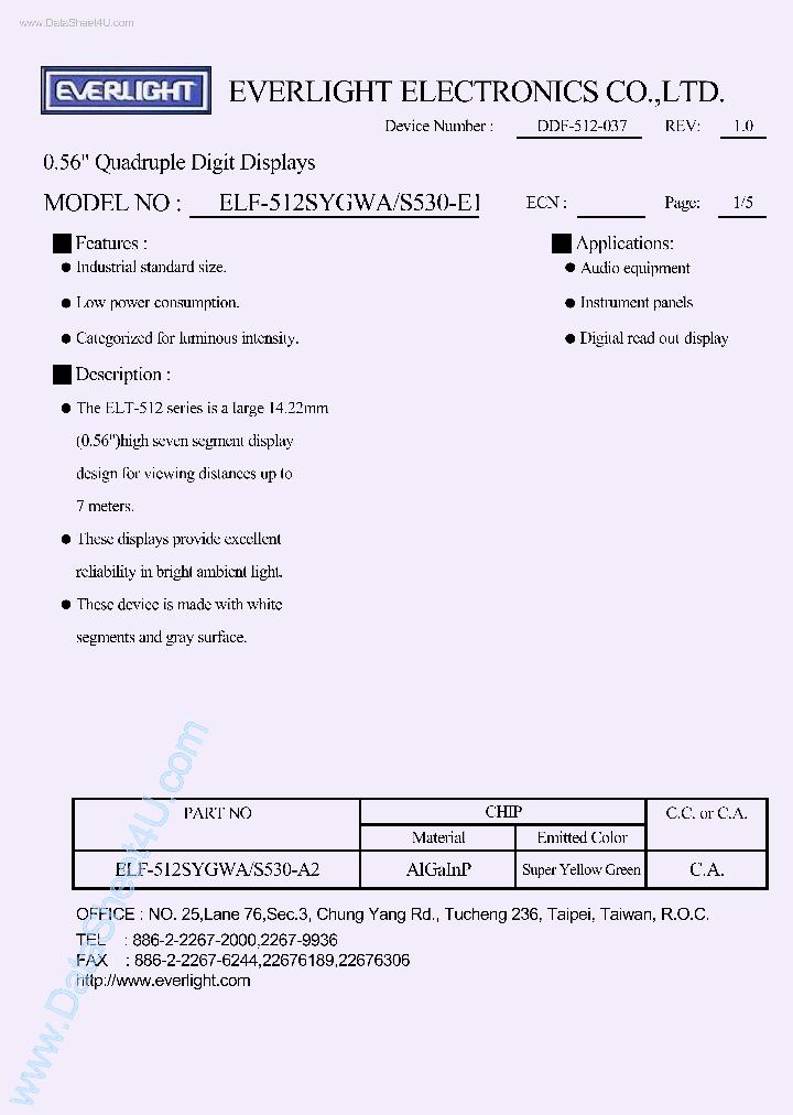 ELF-512SYGWAS530-E1_5510176.PDF Datasheet