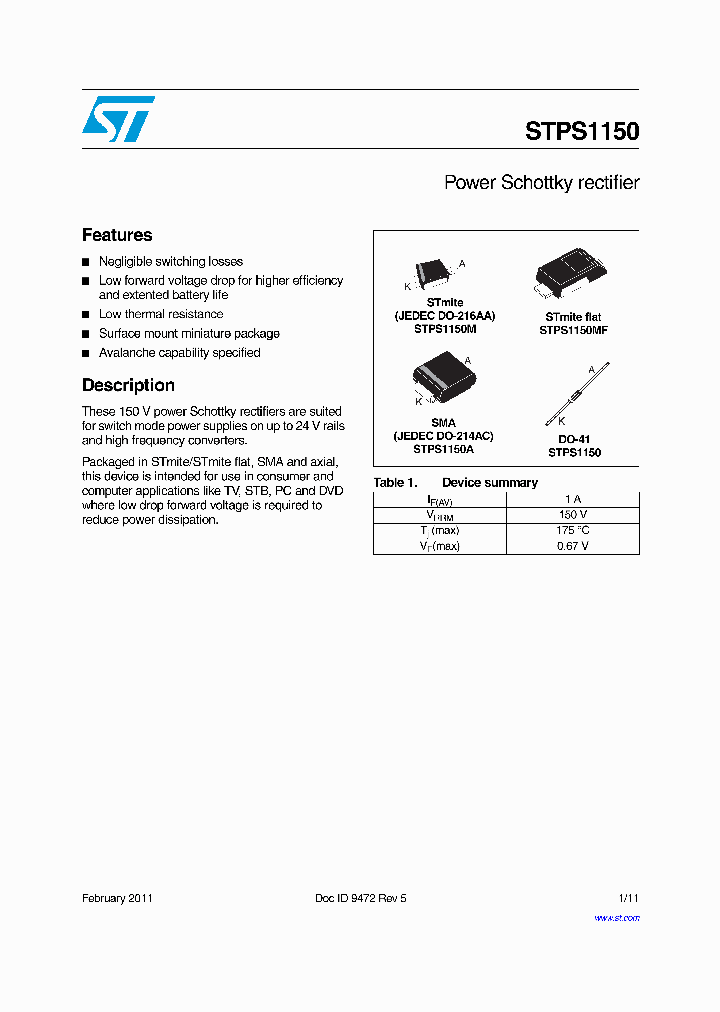 STPS115011_5512932.PDF Datasheet