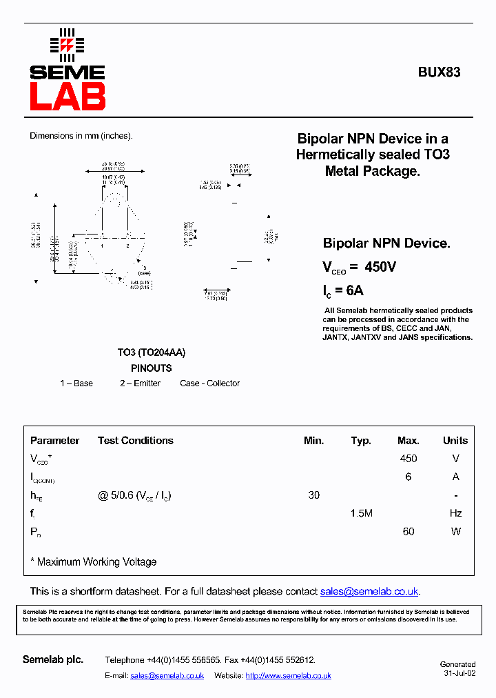 BUX83_5526197.PDF Datasheet