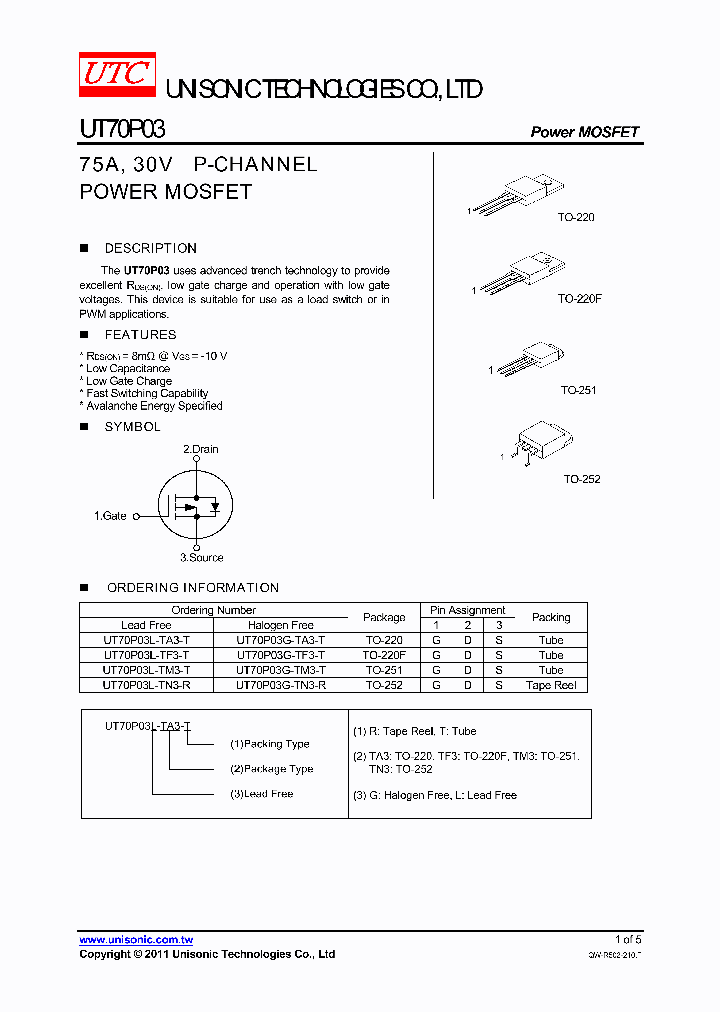 UT70P03L-TM3-T_5543992.PDF Datasheet