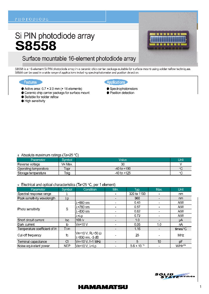 S8558_5567912.PDF Datasheet Download --- IC-ON-LINE