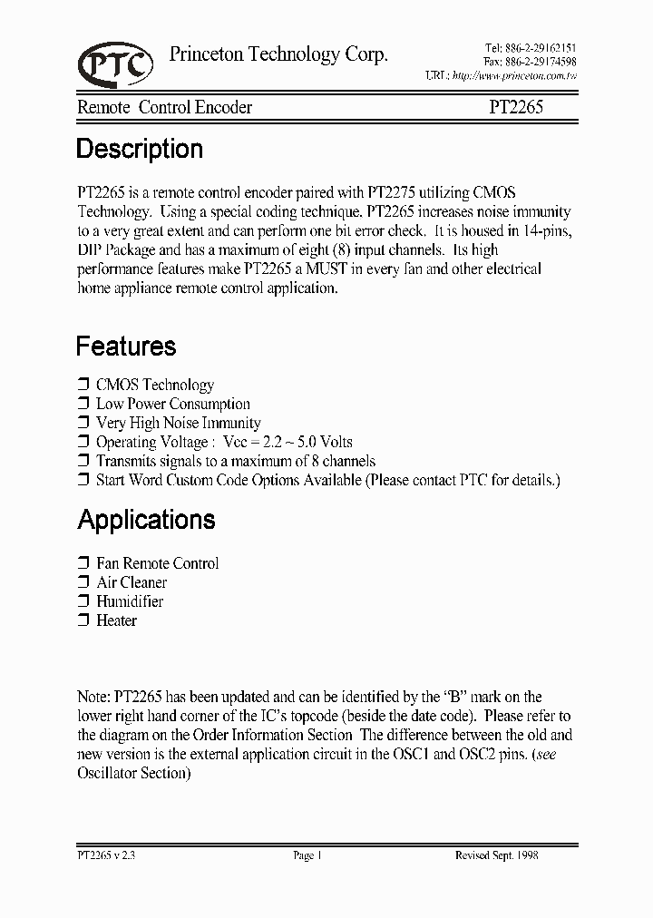 PT2265_5661611.PDF Datasheet