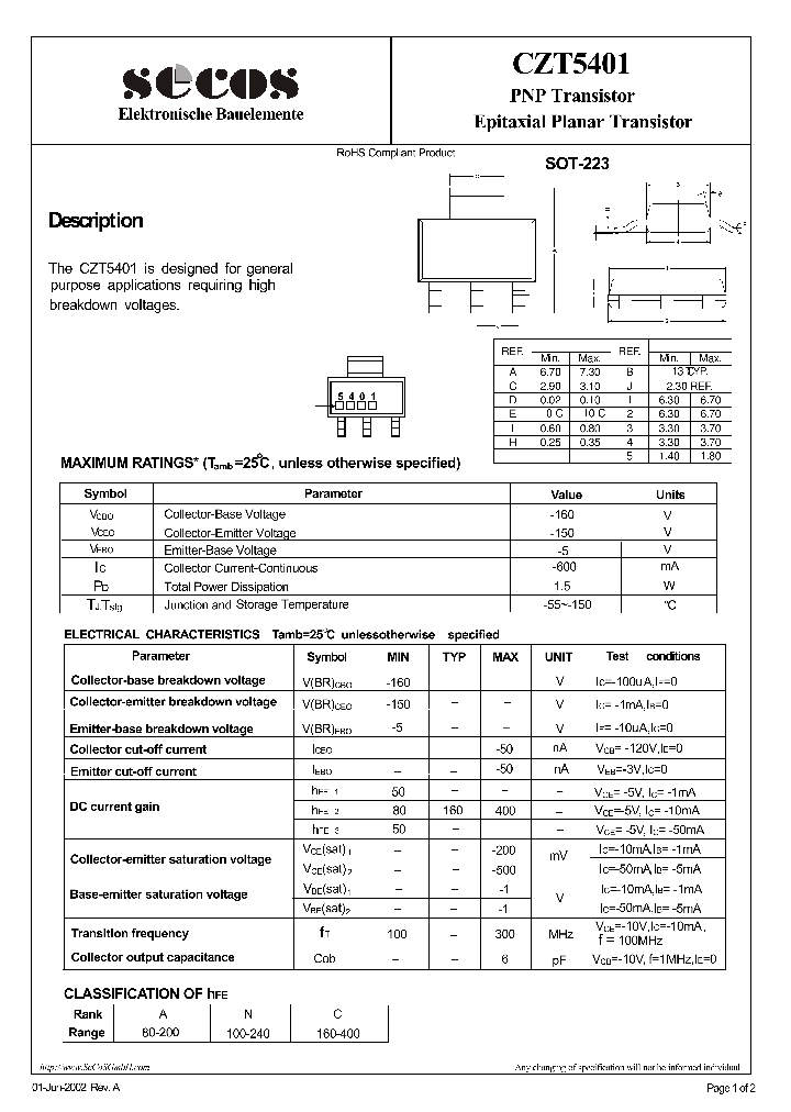 CZT5401_5729883.PDF Datasheet