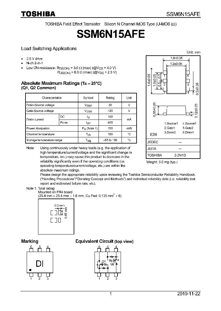 SSM6N15AFE_5740526.PDF Datasheet