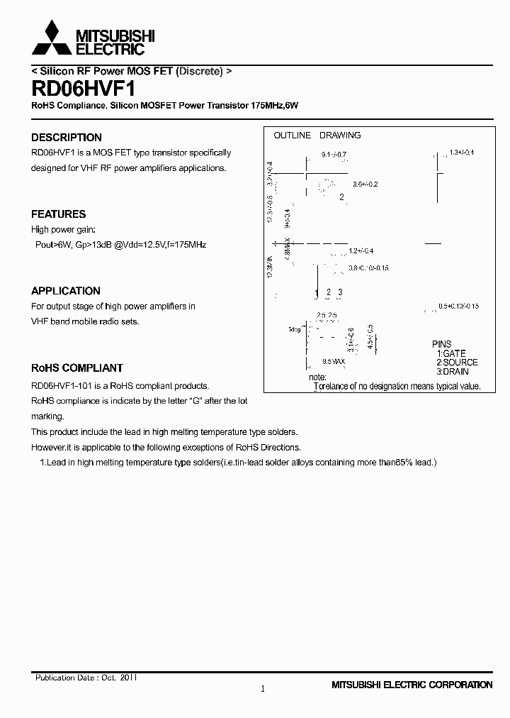 RD06HVF111_5742335.PDF Datasheet Download --- IC-ON-LINE