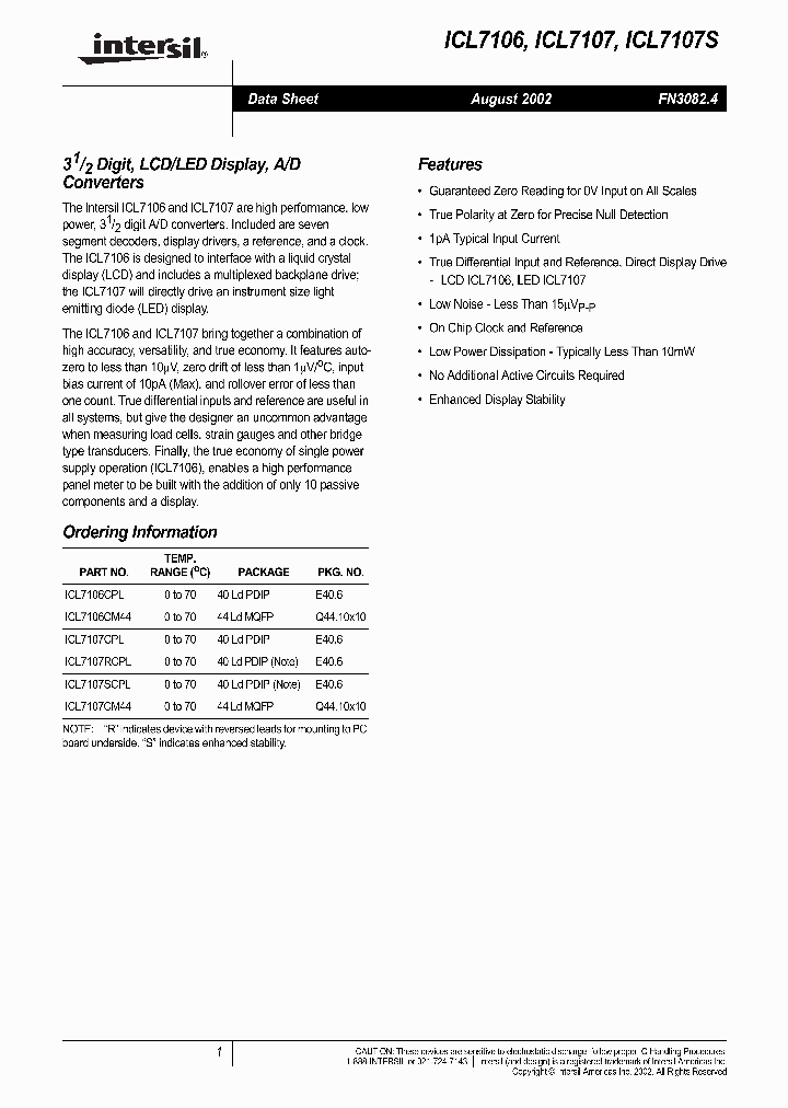 ICL7106_5759693.PDF Datasheet Download --- IC-ON-LINE
