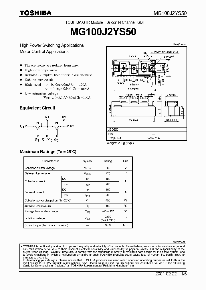 MG100J2YS50_5767535.PDF Datasheet