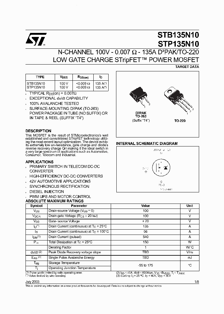 STB135N10_5776395.PDF Datasheet