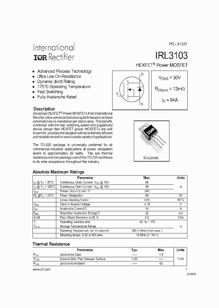 IRL3103_5780507.PDF Datasheet