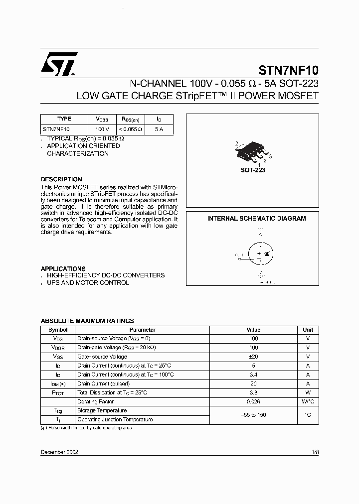STN7NF10_5801108.PDF Datasheet