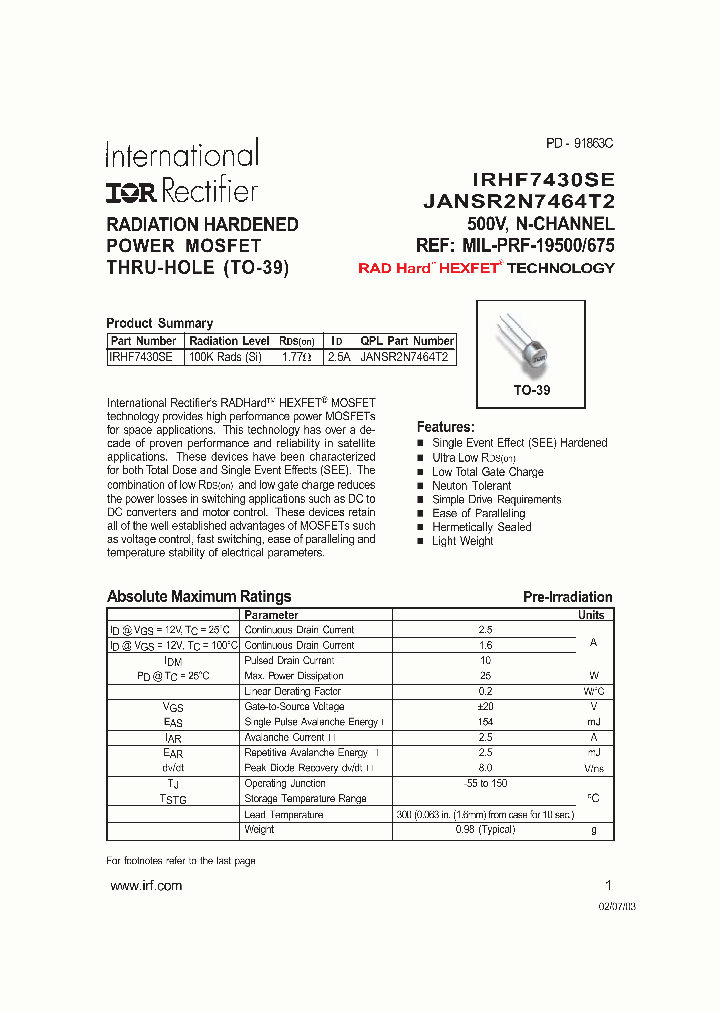 IRHF7430SE_5818521.PDF Datasheet