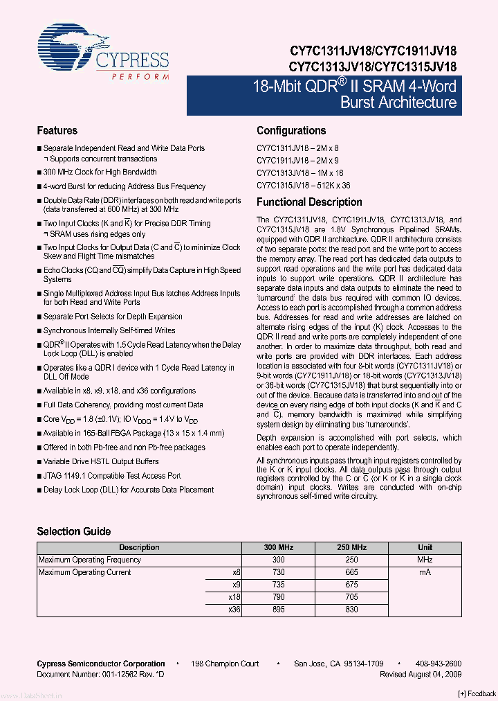 CY7C1911JV18_5847858.PDF Datasheet