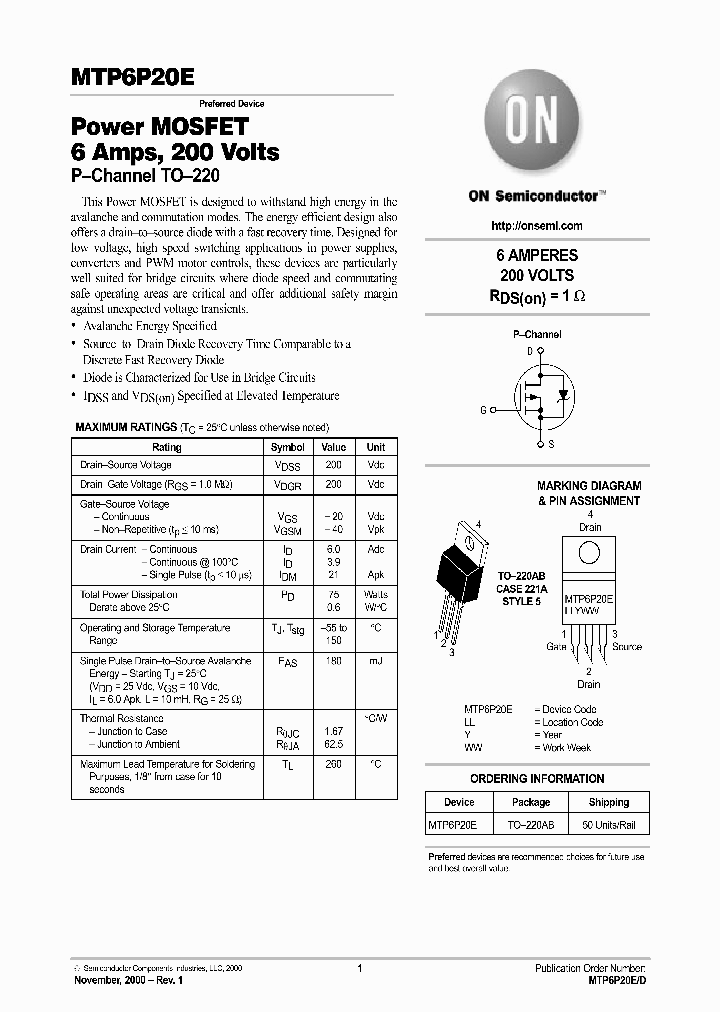 MTP6P20E-D_5860668.PDF Datasheet