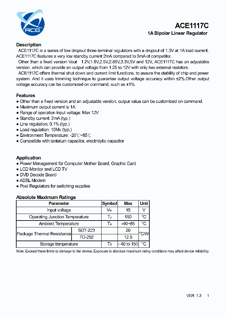 ACE1117C12YMH_5868725.PDF Datasheet