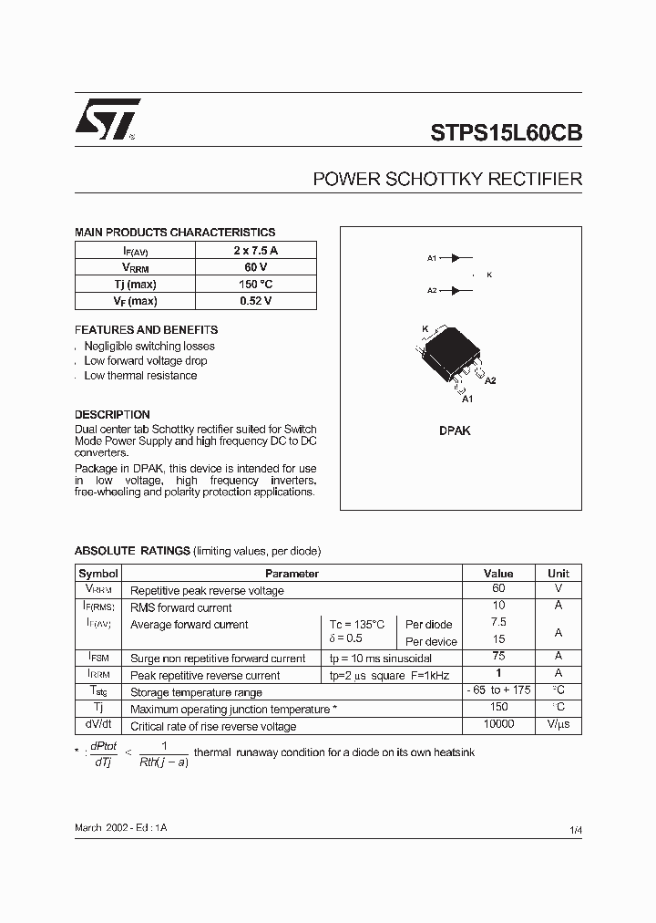 STPS15L60CB_5946827.PDF Datasheet