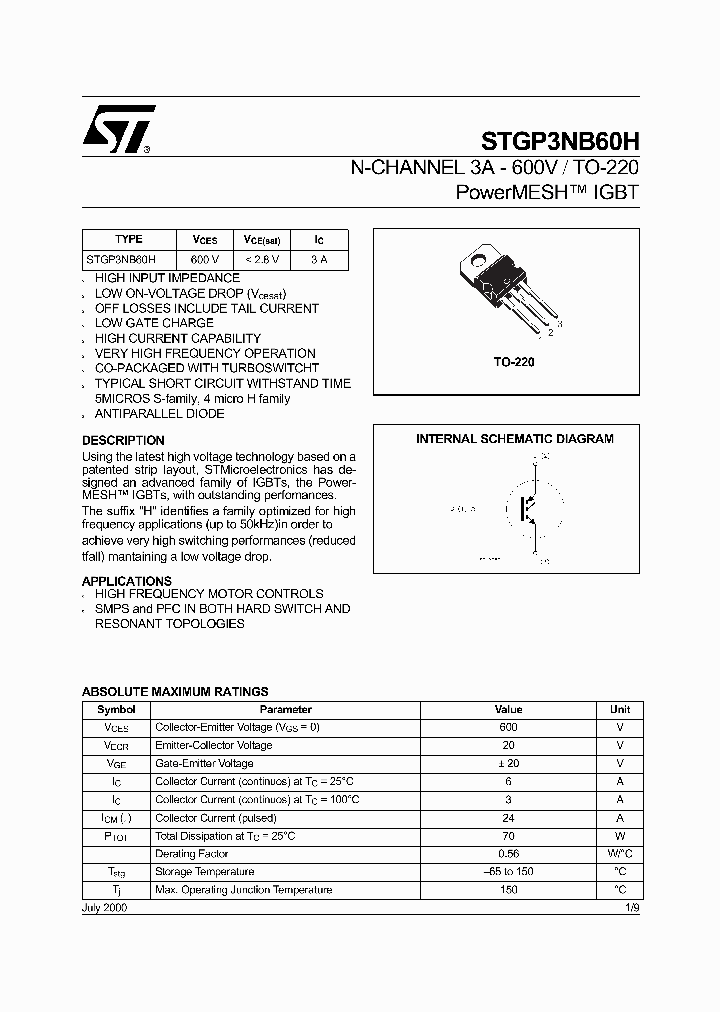 STGP3NB60H_5947030.PDF Datasheet