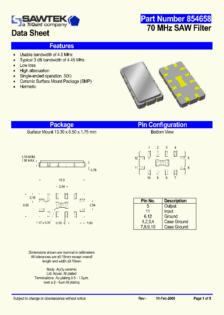 854658_6002903.PDF Datasheet Download --- IC-ON-LINE