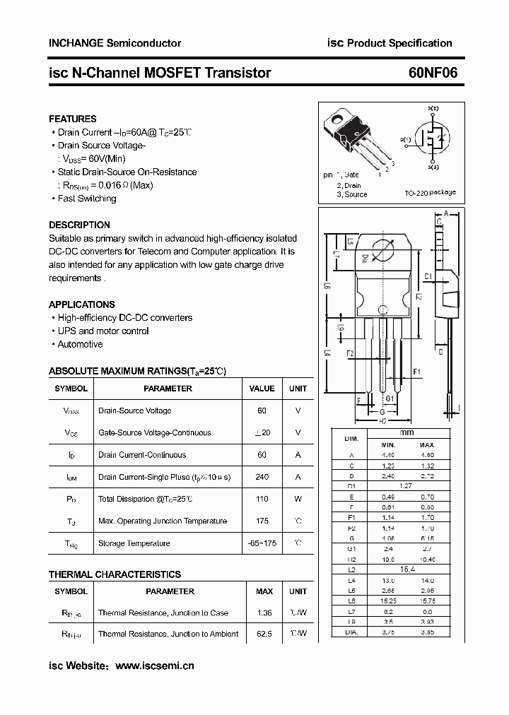 60NF06_6027376.PDF Datasheet Download --- IC-ON-LINE