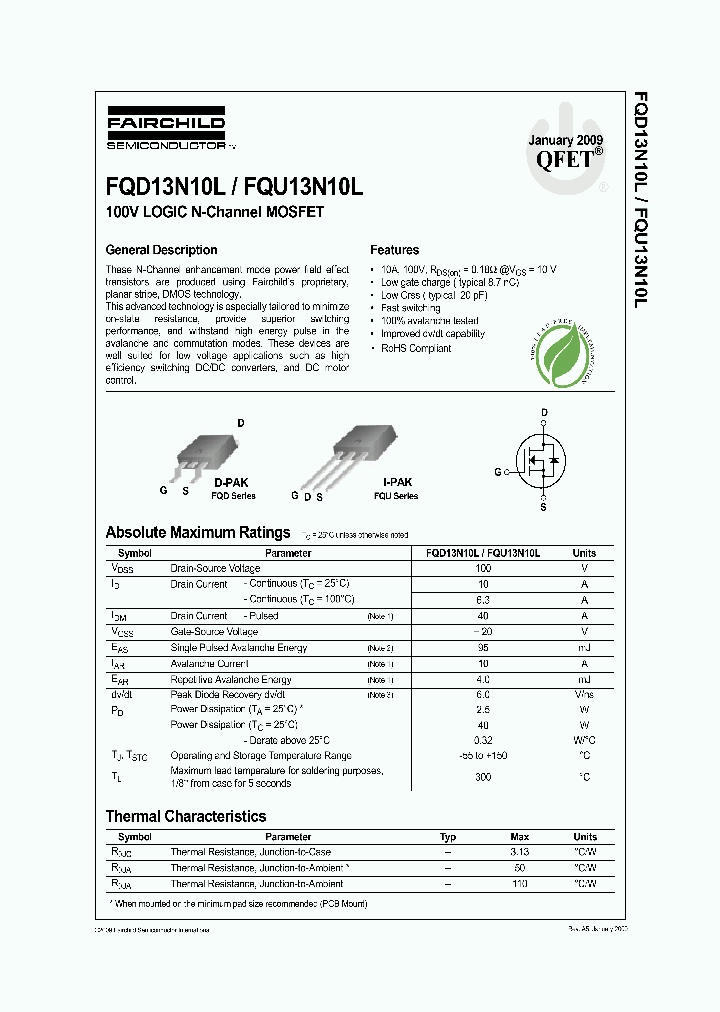 FQU13N10L09_6036814.PDF Datasheet