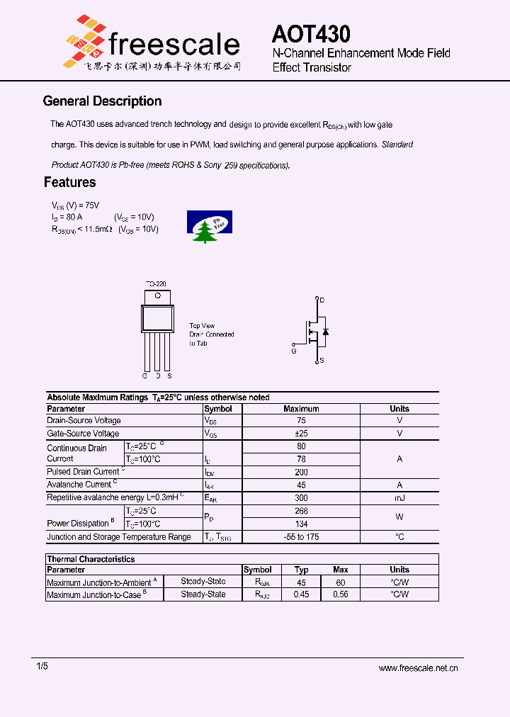 AOT430_6060916.PDF Datasheet